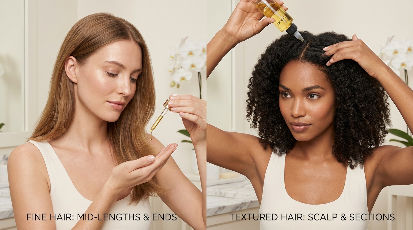 Comparison of applying hair oil to scalp versus only to hair lengths and ends