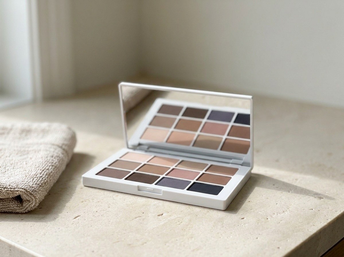 Makeup by Mario Master Mattes: The Neutrals on a warm stone vanity